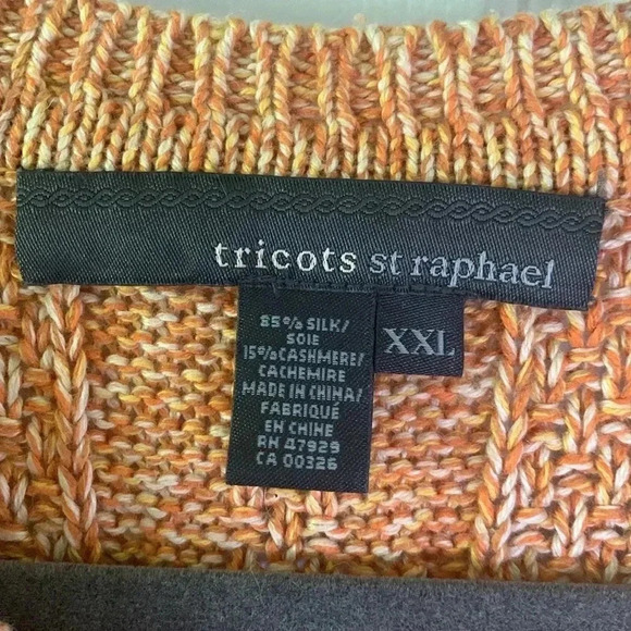 Tricots St Raphael Orange cable print crew neck sweater size XXL - Picture 4 of 6